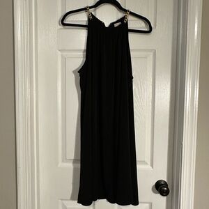 Michael Kors Black Mini Dress with Chain Straps, Size XL